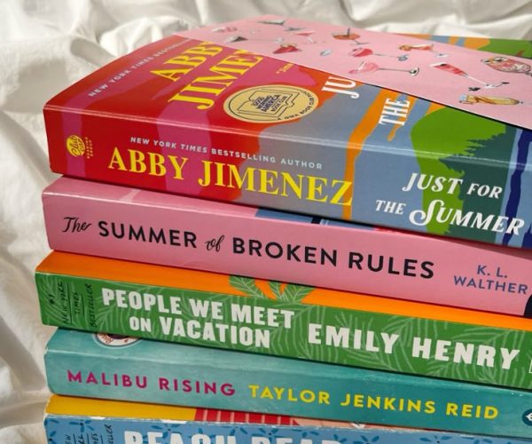 summer book stack